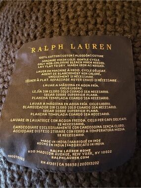 Ralph Lauren Home Ariel 100% Cotton Knit Blanket Bedspread Full/Q Navy 92”x87”